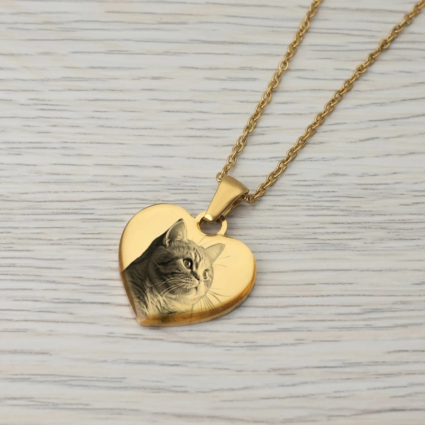 Heart Photo Necklace With Custom Engraving