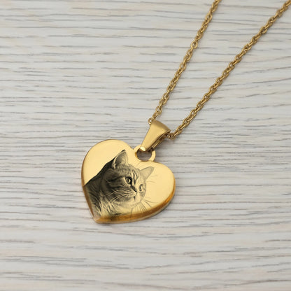 Heart Photo Necklace With Custom Engraving