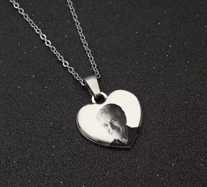 Heart Photo Necklace With Custom Engraving