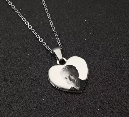 Heart Photo Necklace With Custom Engraving