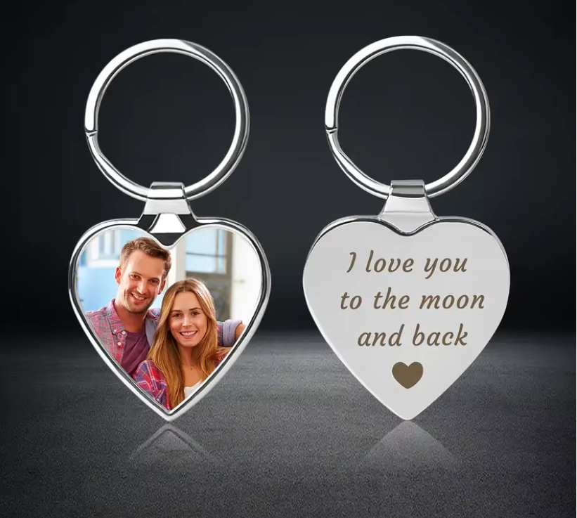 Custom Heart Photo Keychain With Photo And Text
