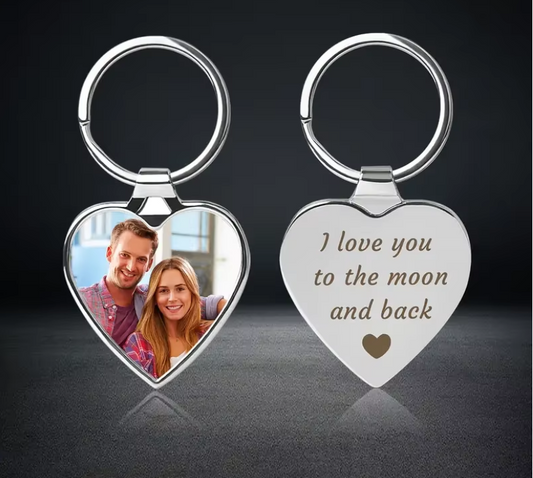 Custom Heart Photo Keychain With Photo And Text